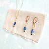 blue sea gemstone gold drop earrings - Freshie & Zero Studio Shop