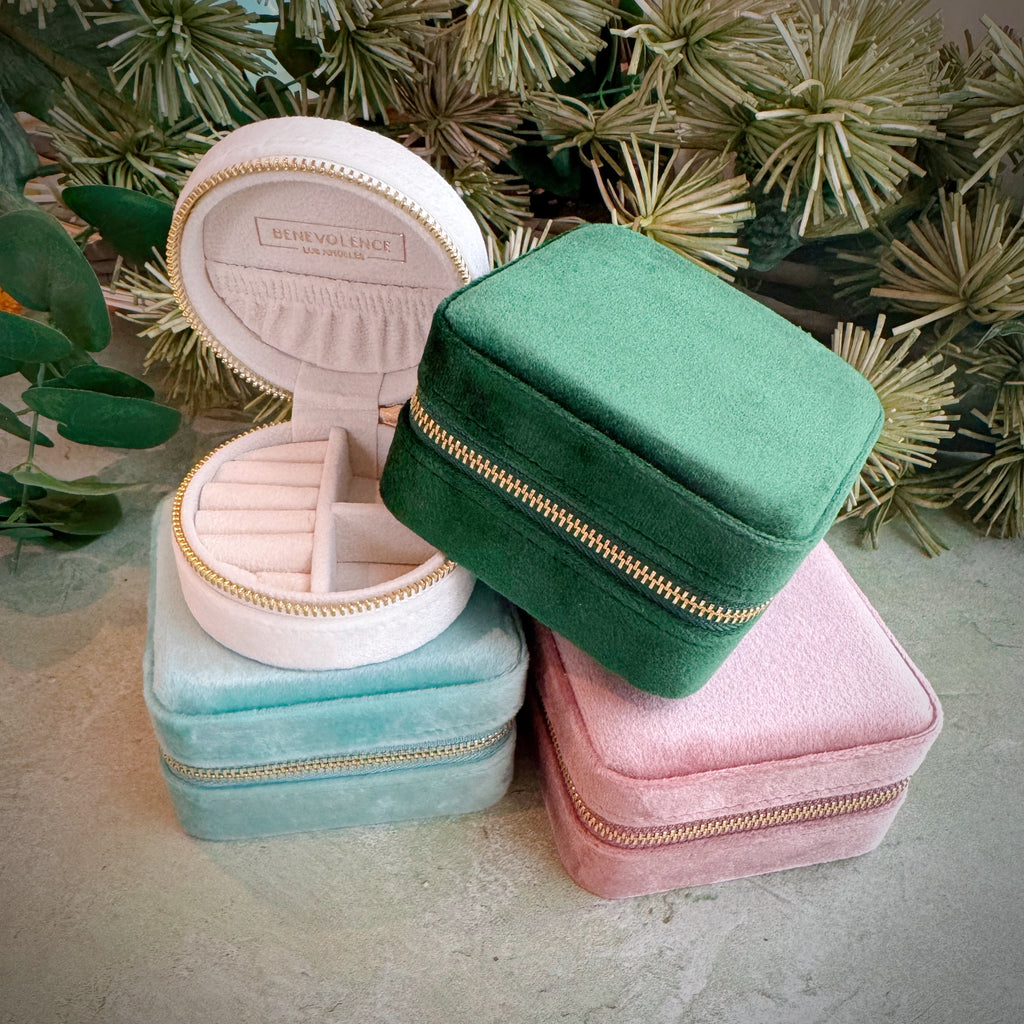 Dusty Pink Velvet Travel Jewelry Box - Freshie & Zero Studio Shop