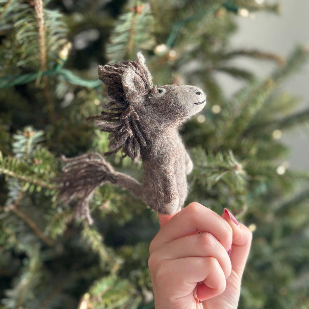 Gray Donkey Felt Finger Puppet - Freshie & Zero Studio Shop