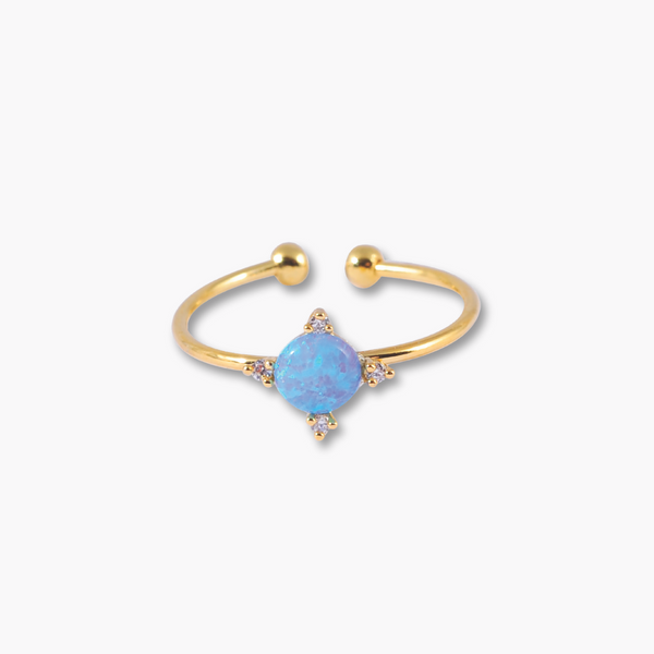 Blue Opal Prong Gold Adjustable Ring - Freshie & Zero Studio Shop