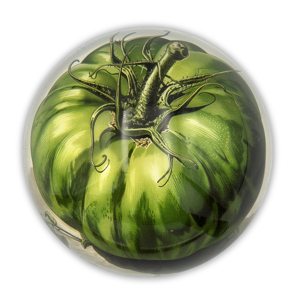 Green Tomato Glass Dome Paperweight - Freshie & Zero Studio Shop