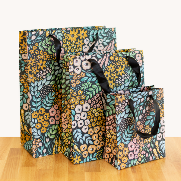 Black Floral Gift Bag - Freshie & Zero Studio Shop