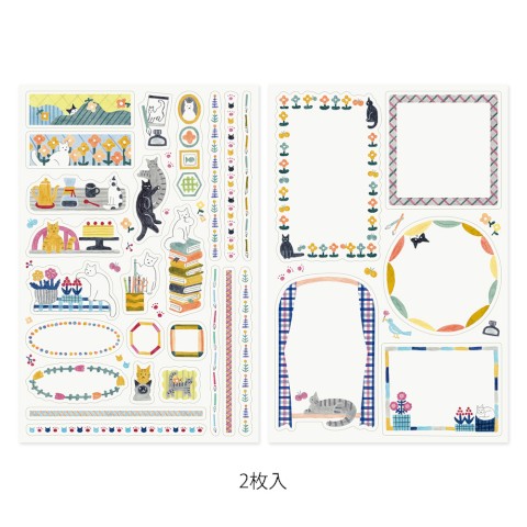 Midori Yuru Log Sticker Sheets: Cat - Freshie & Zero Studio Shop