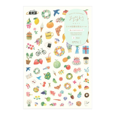 Midori Yuru Log Sticker Sheets: Motif Daily Icons - Freshie & Zero Studio Shop