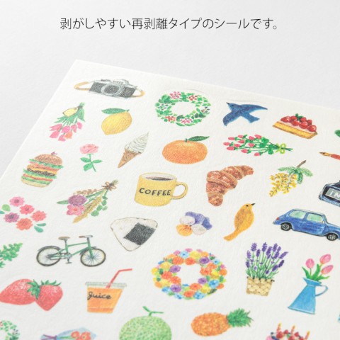 Midori Yuru Log Sticker Sheets: Motif Daily Icons - Freshie & Zero Studio Shop