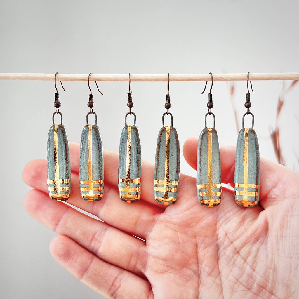Turquoise Long Line Designed Earrings - Freshie & Zero Studio Shop