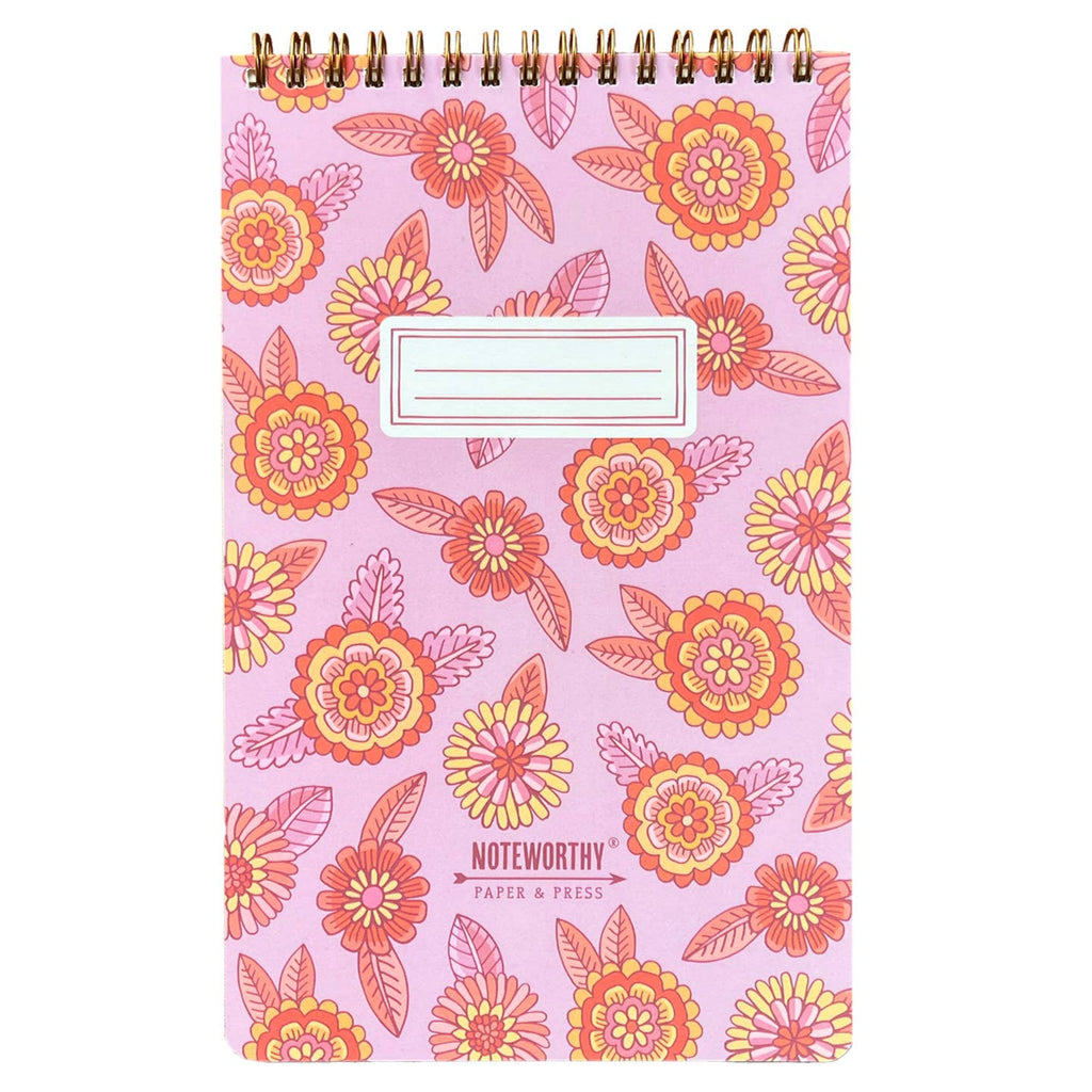 Retro Pink + Orange Floral Lined Task Pad - Freshie & Zero Studio Shop