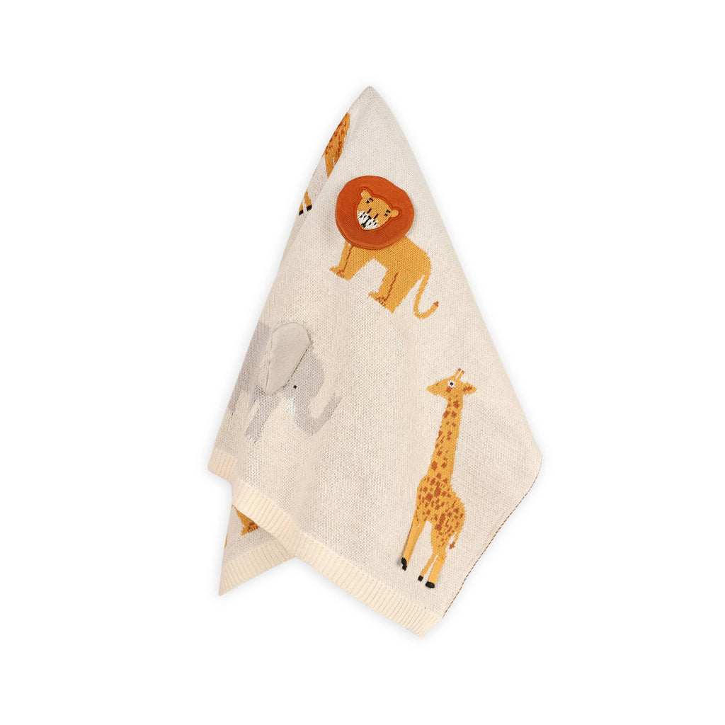 Organic Cotton 3D Knit Baby Blanket - Savannah Safari - Freshie & Zero Studio Shop