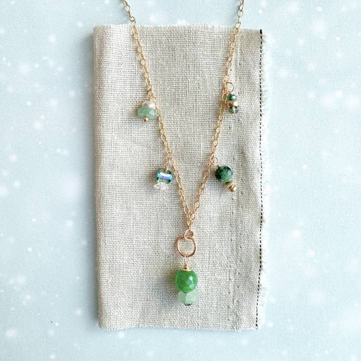 green seascape gemstone charm necklace - Freshie & Zero Studio Shop