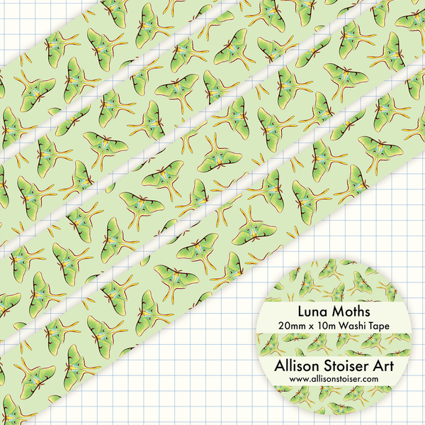 Luna Moths Washi Tape - Freshie & Zero Studio Shop