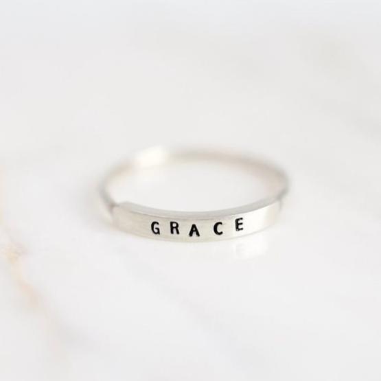 Grace: Diamond Dusted Message Ring - Freshie & Zero Studio Shop