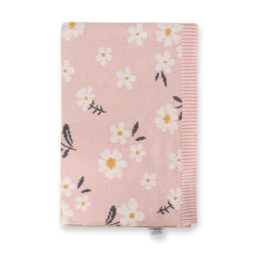 Organic Cotton Baby Blanket - Pink Daisy Floral - Freshie & Zero Studio Shop
