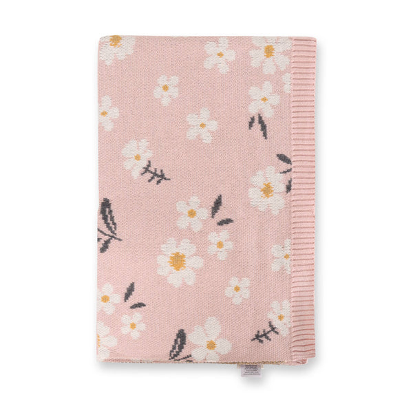 Organic Cotton Baby Blanket - Pink Daisy Floral - Freshie & Zero Studio Shop