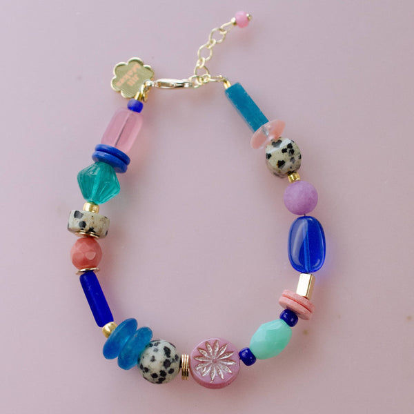 Colorful Handmade Beaded Bracelets : Cobalt & Pink - Freshie & Zero Studio Shop