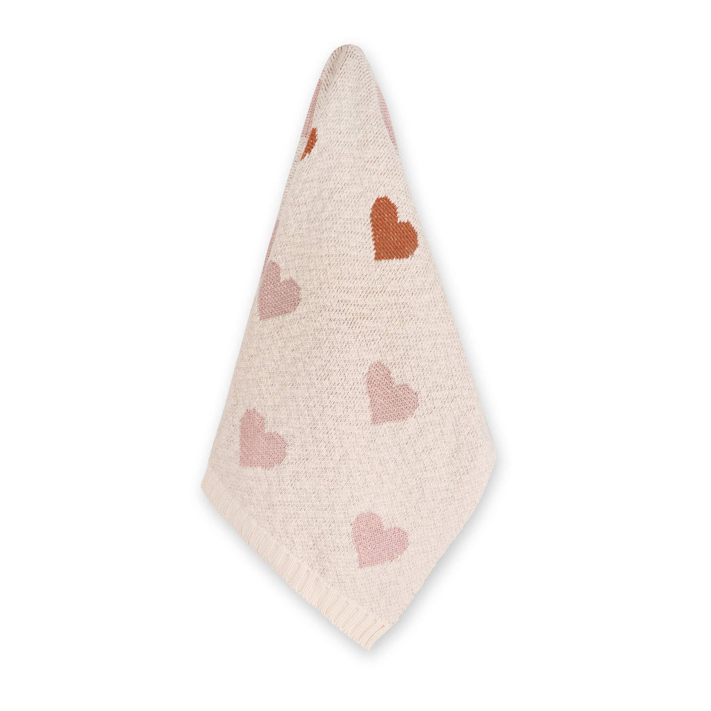 Organic Jacquard Sweater Knit Baby Blanket: Loving Hearts - Freshie & Zero Studio Shop