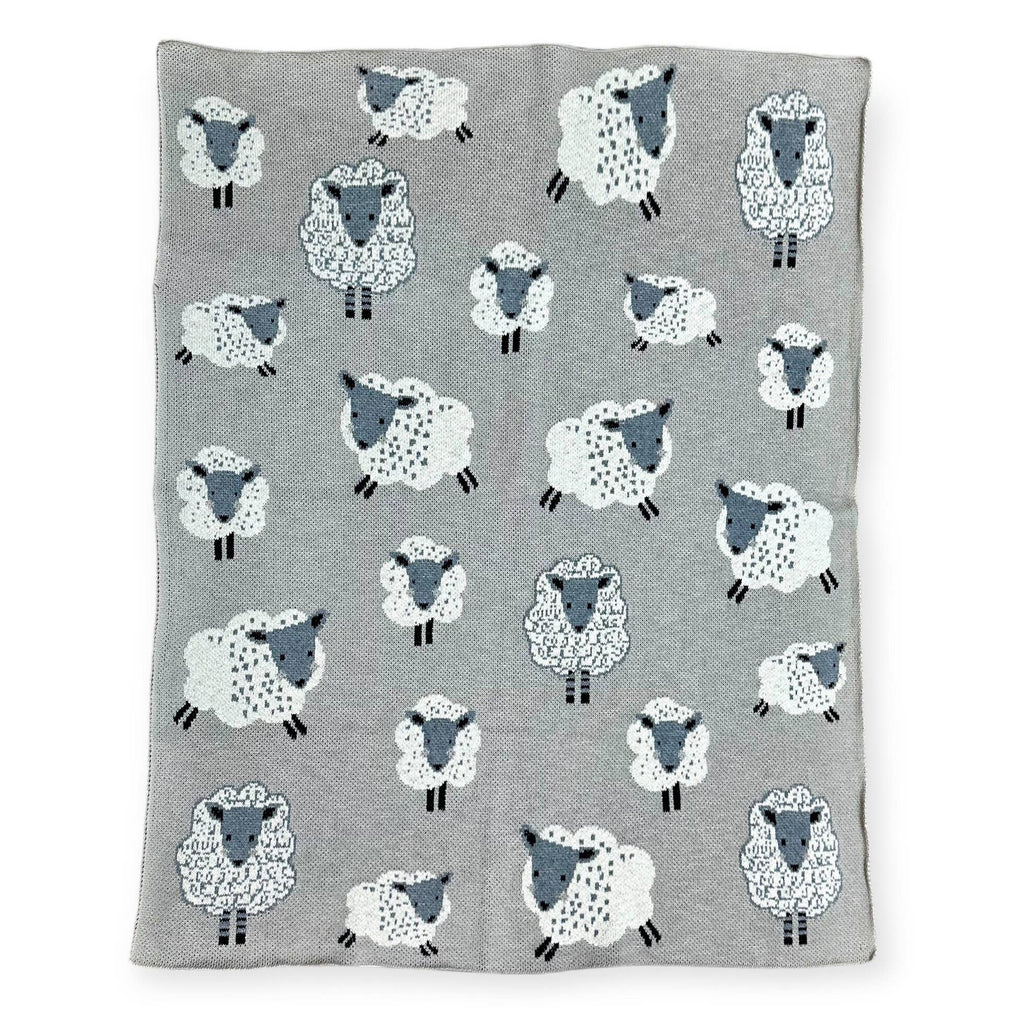 Organic Cotton 3D Knit Baby Blanket - Happy Sheep | Medium Weight - Freshie & Zero Studio Shop