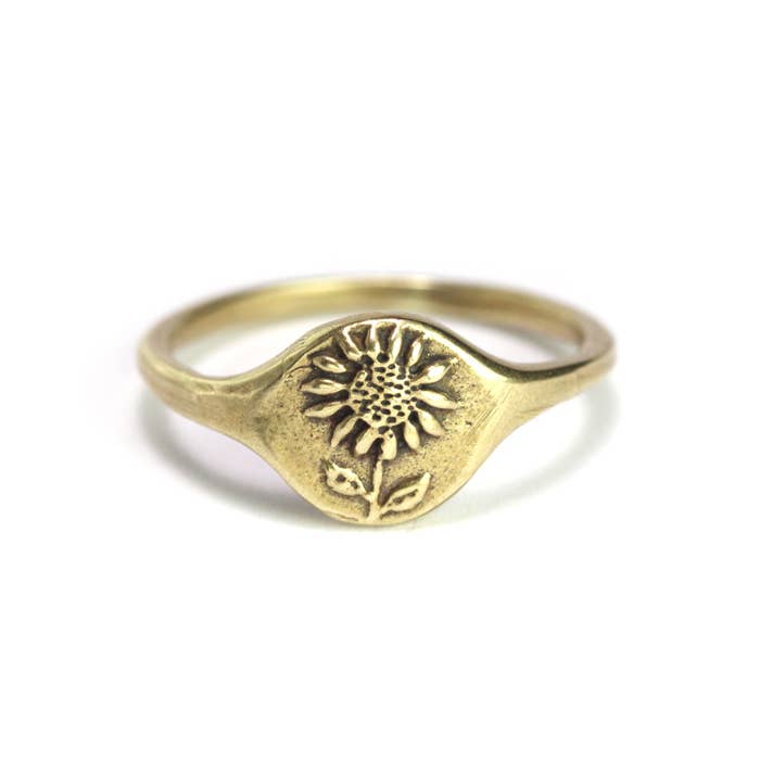 Sunflower Signet Ring: Bronze / Size 8- 57.0mm - Freshie & Zero Studio Shop