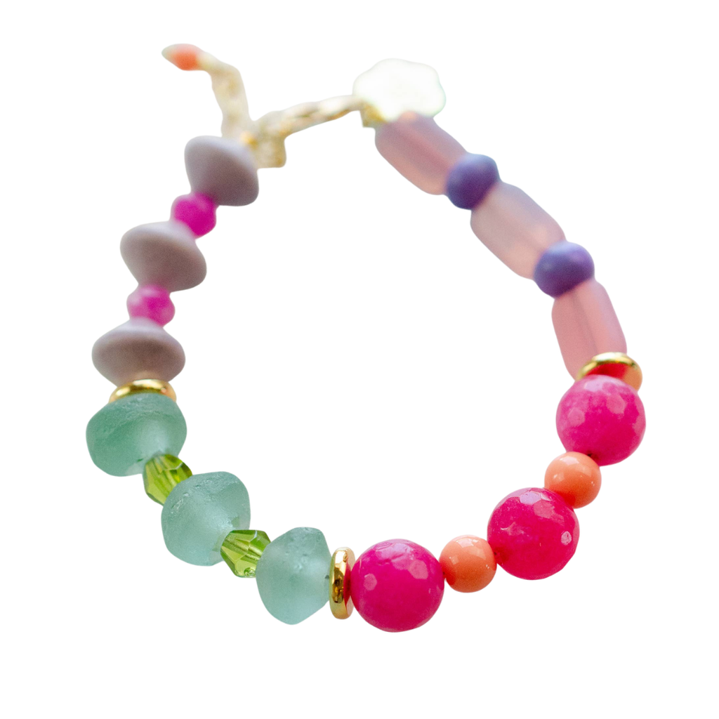 Gemstone Bracelet in Pink and Green by Jill Makes - Freshie & Zero Studio Shop