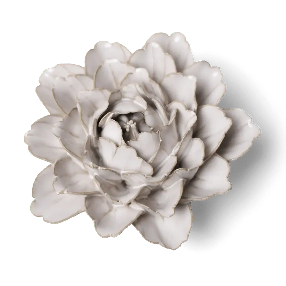 Ceramic Wall Flower: 5" Ivory Peony - Freshie & Zero Studio Shop
