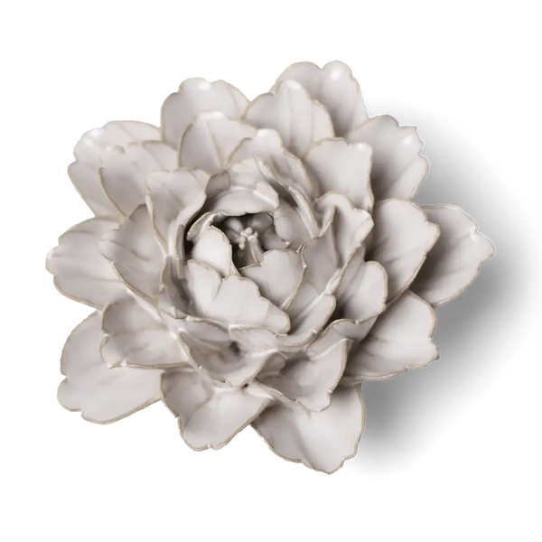Ceramic Wall Flower: 5" Ivory Peony - Freshie & Zero Studio Shop