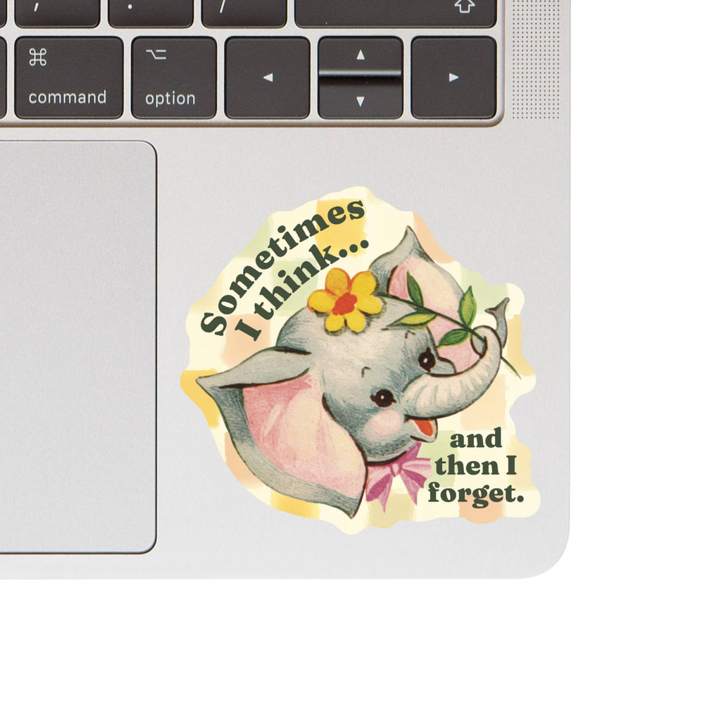 I Think and Forget Elephant Funny High Quality Vinyl Sticker - Freshie & Zero Studio Shop