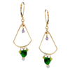 Golden Fan Earrings - green jade oval - Freshie & Zero Studio Shop