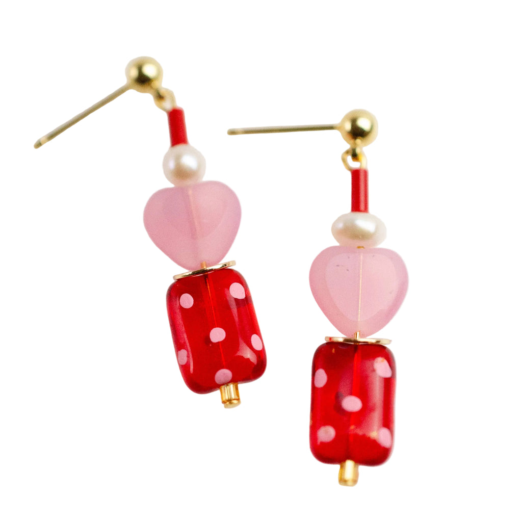 Valentina Polka Dot Heart Earrings - Freshie & Zero Studio Shop