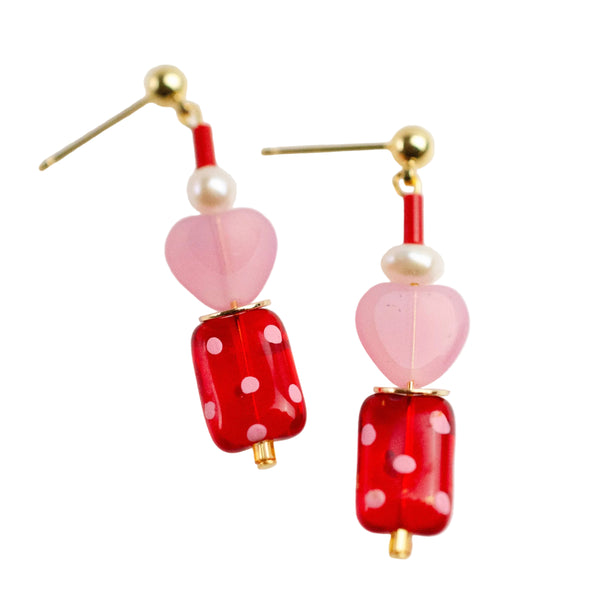 Valentina Polka Dot Heart Earrings - Freshie & Zero Studio Shop