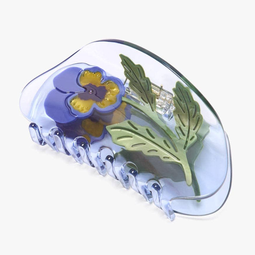Viola Hair Claw - Violet Pansy Wildflower Purple Hair Clip - Freshie & Zero Studio Shop