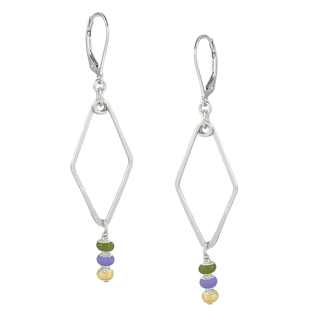 Silver Mirage Earrings - green, lilac, yellow - Freshie & Zero Studio Shop