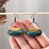 Patina Green Oval Clay Earrings - Freshie & Zero Studio Shop