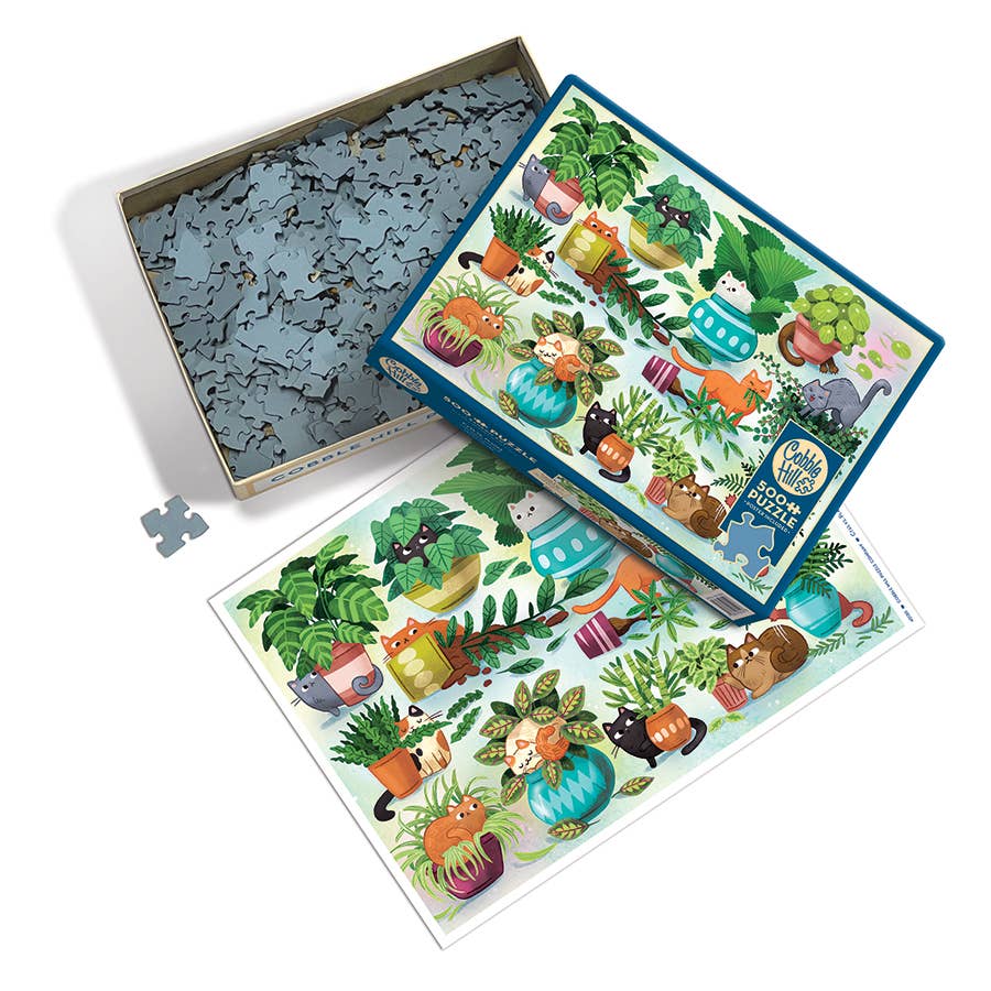 Cats vs Plants - 500pc jigsaw puzzle - Freshie & Zero Studio Shop