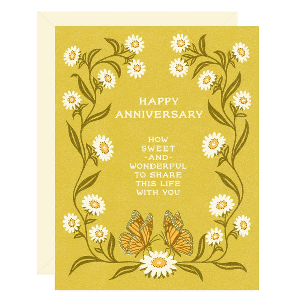 Daisies & Butterflies Anniversary Greeting Card - Freshie & Zero Studio Shop