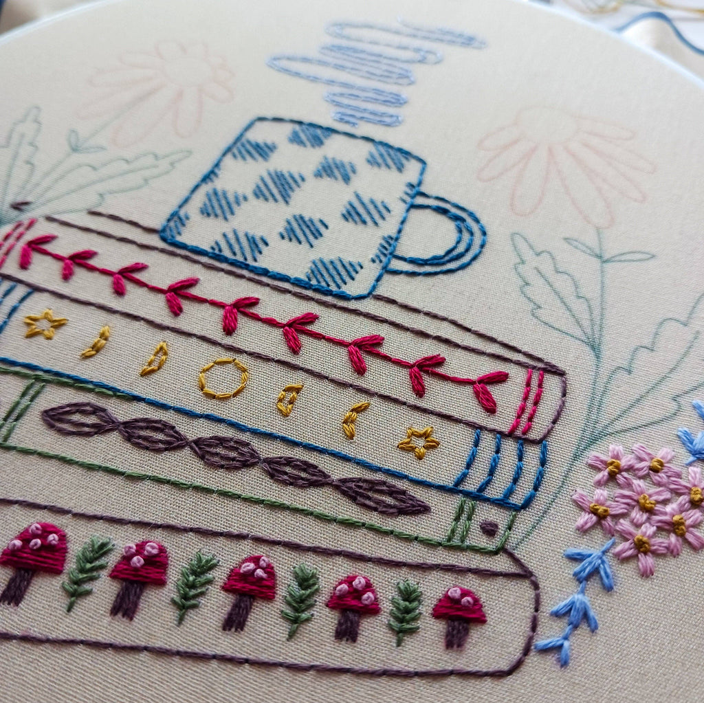 Book Stack Embroidery Kit by Cozyblue - Freshie & Zero Studio Shop