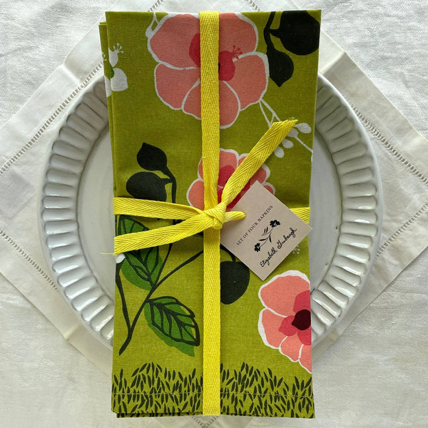 Matcha Floral Cotton Napkin Set of 4 - Freshie & Zero Studio Shop