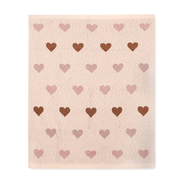 Organic Jacquard Sweater Knit Baby Blanket: Loving Hearts - Freshie & Zero Studio Shop