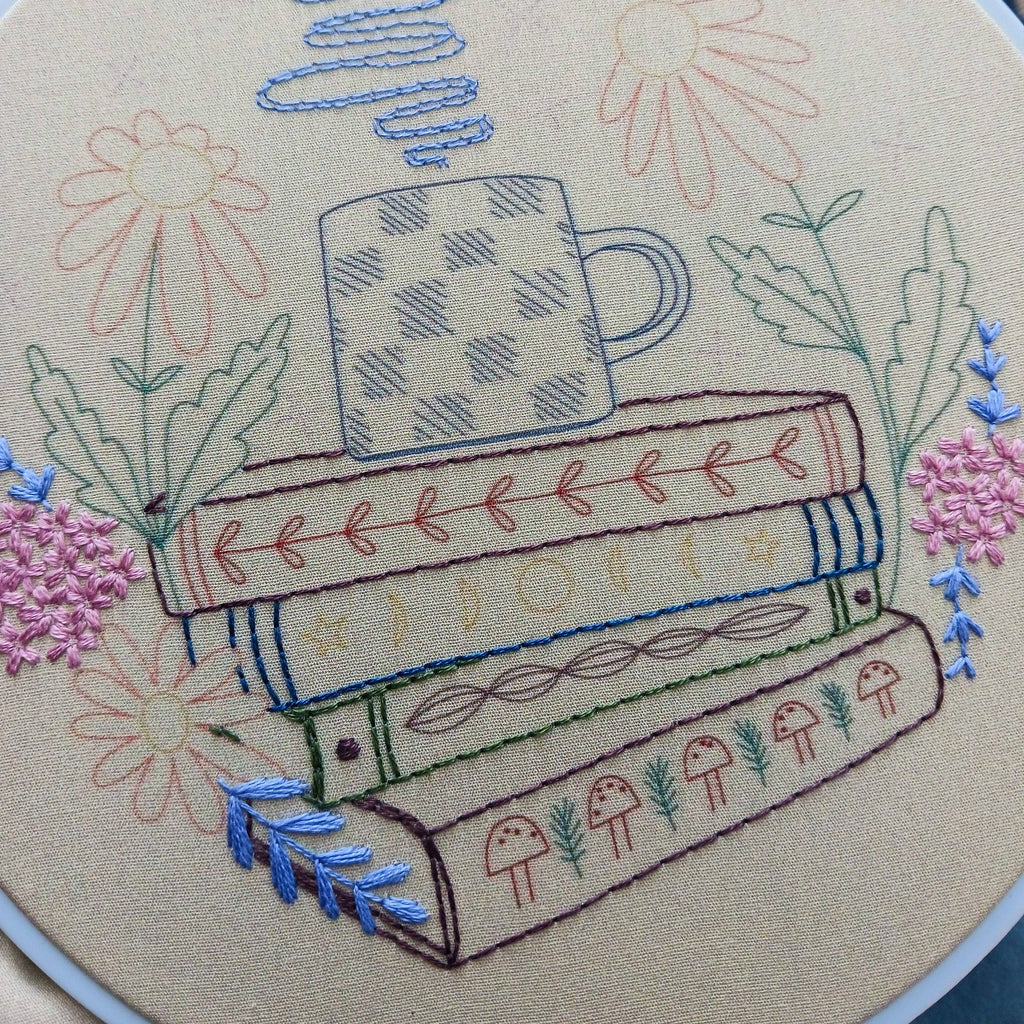 Book Stack Embroidery Kit by Cozyblue - Freshie & Zero Studio Shop