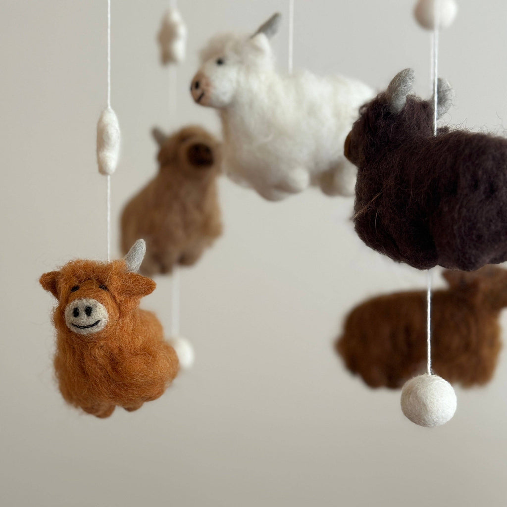 Felt Baby Mobile - Highland Cows - Freshie & Zero Studio Shop