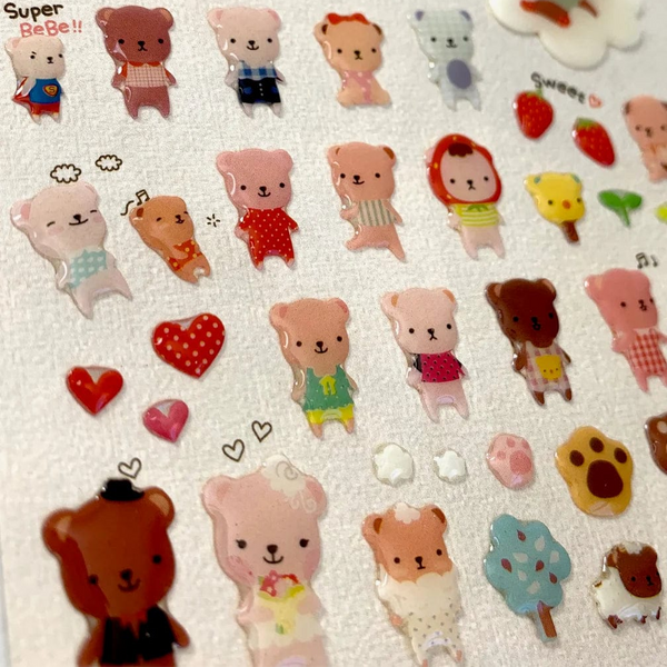 Bebe Bears Puffy Sticker Set - Freshie & Zero Studio Shop