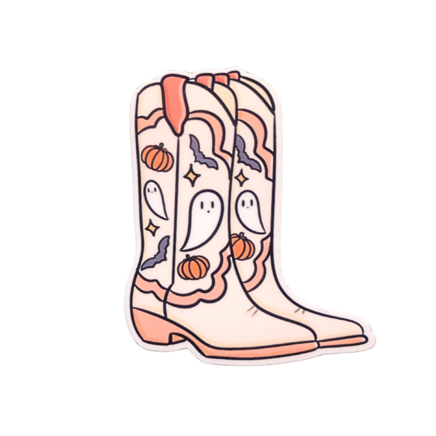 Halloween Cowgirl Boots Vinyl Sticker: Beige - Freshie & Zero Studio Shop