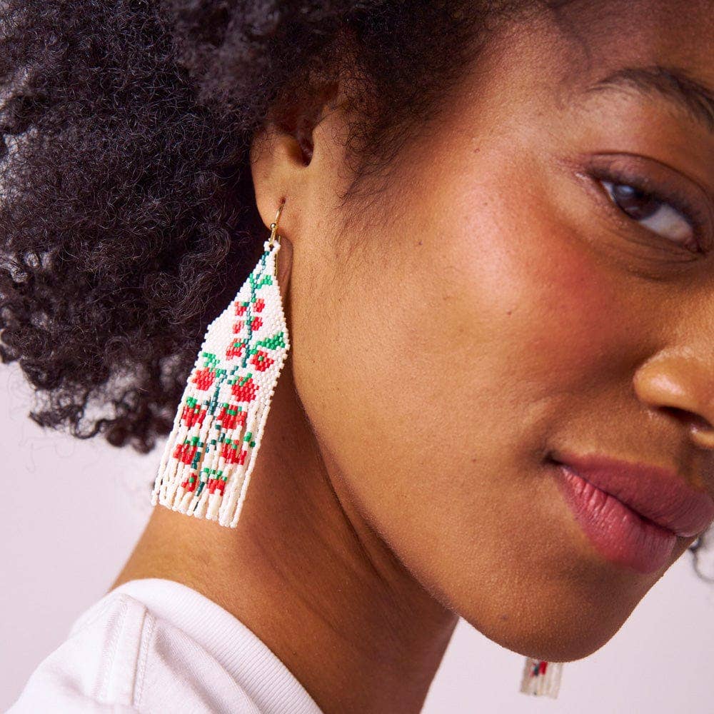Delilah Tomato Beaded Fringe Earrings - Freshie & Zero Studio Shop