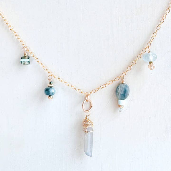 blue seascape gemstone charm necklace - Freshie & Zero Studio Shop