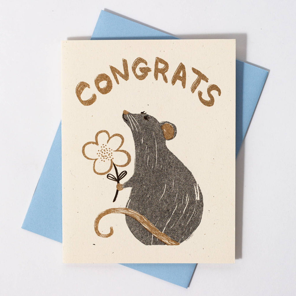 Congrats Rat - Risograph Card - Freshie & Zero Studio Shop