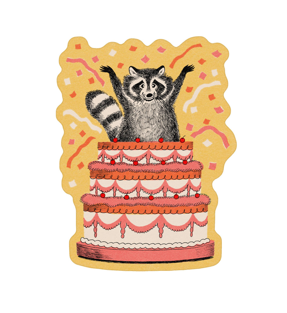 Raccoon Surprise Cake Sticker - Freshie & Zero Studio Shop