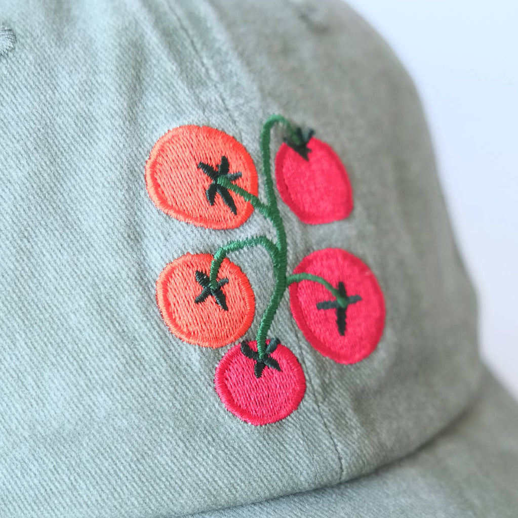 Washed Green Tomato Vine Embroidered Baseball Cap - Freshie & Zero Studio Shop