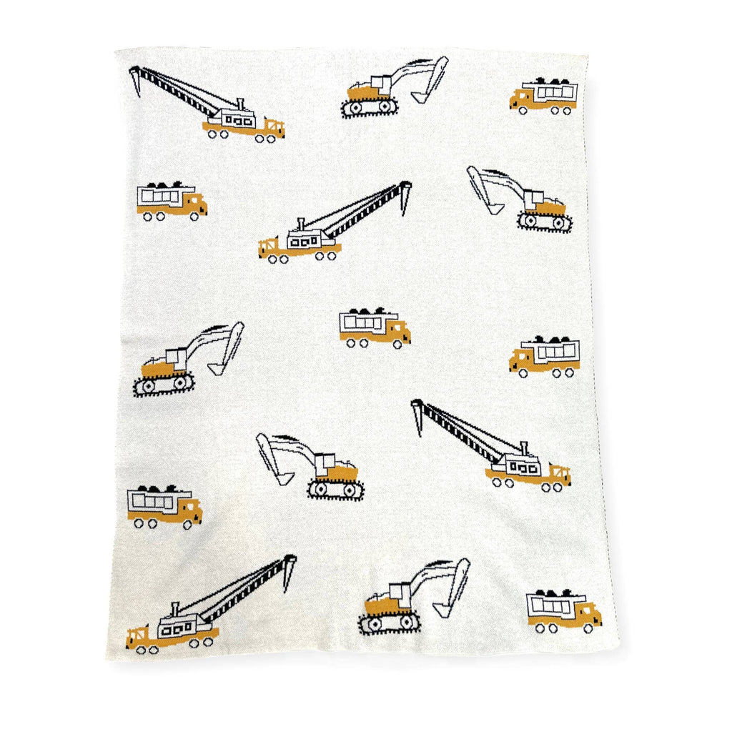 Organic Cotton Baby Blanket - Trucks - Freshie & Zero Studio Shop