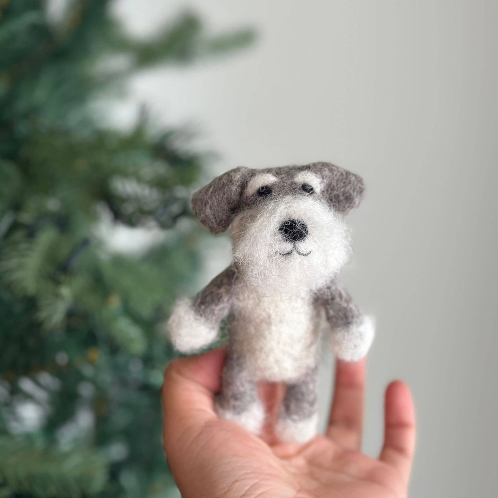Schnauzer Dog Felt Finger Puppet - Freshie & Zero Studio Shop