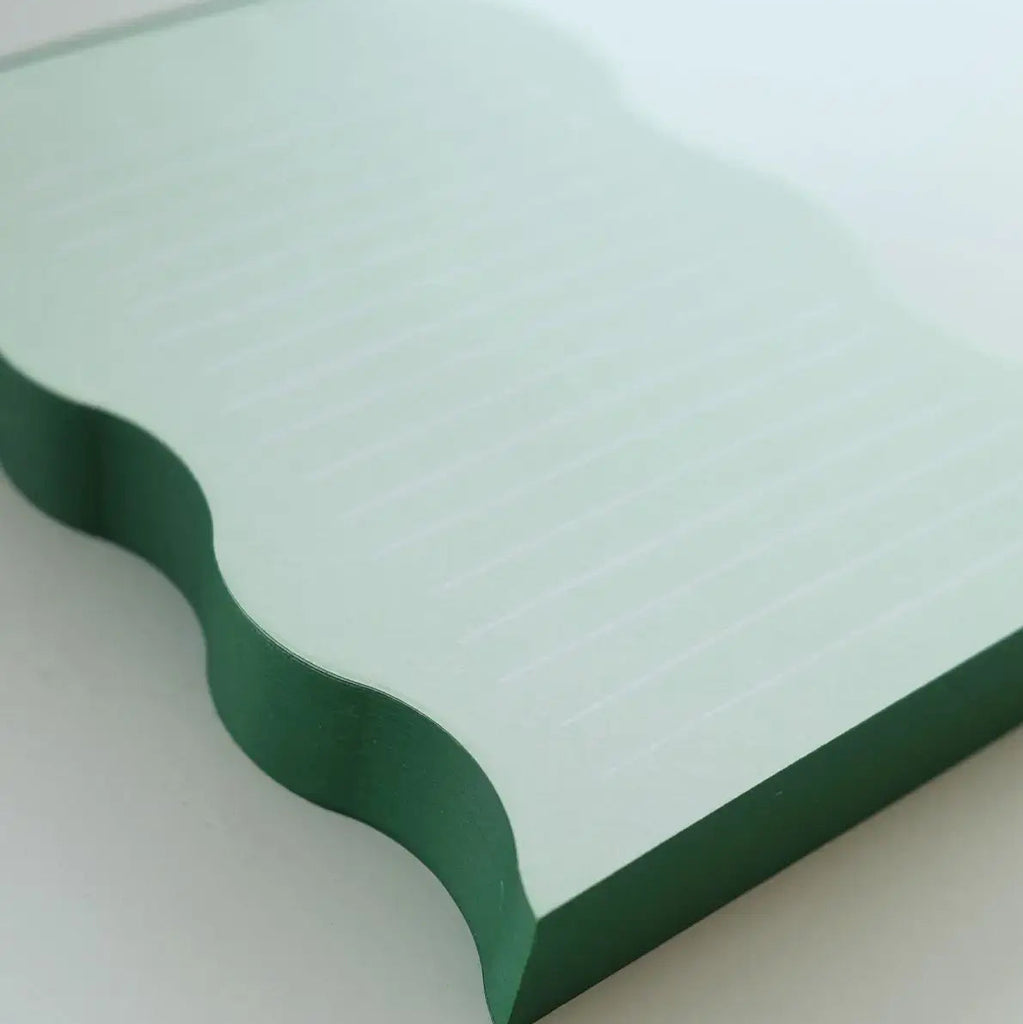 Wavy Shaped Notepad | Mint + Evergreen Edge - Freshie & Zero Studio Shop
