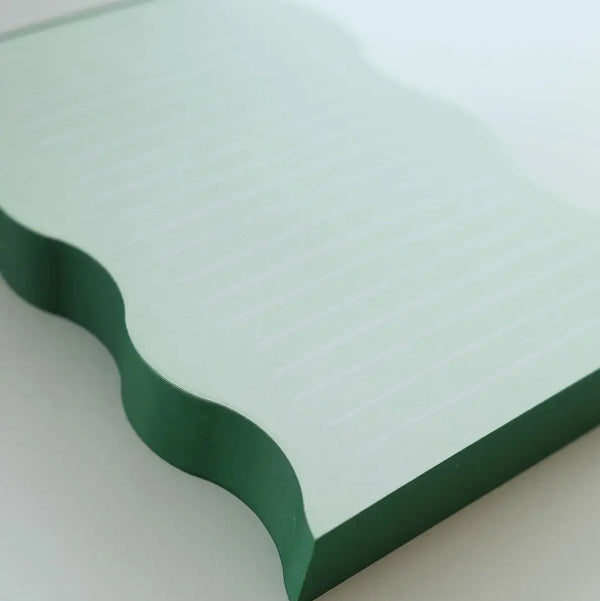 Wavy Shaped Notepad | Mint + Evergreen Edge - Freshie & Zero Studio Shop