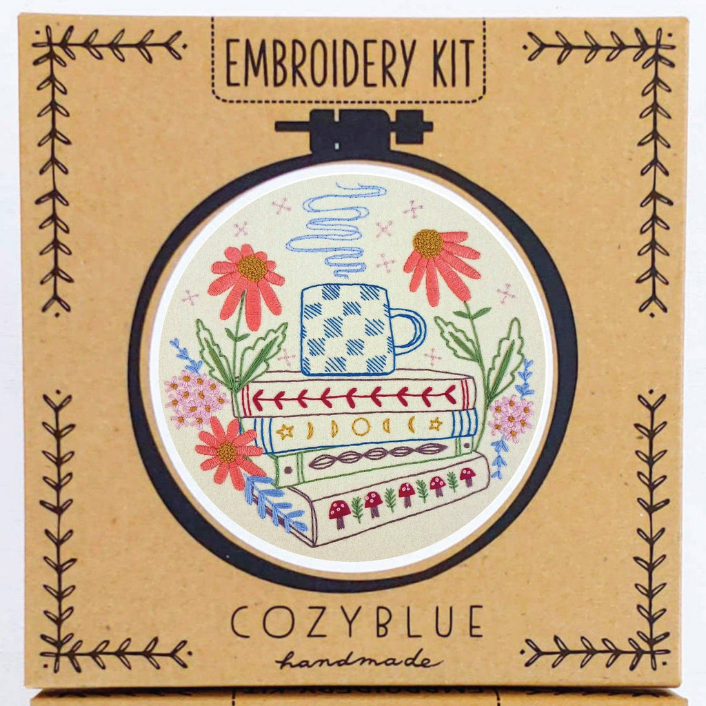 Book Stack Embroidery Kit by Cozyblue - Freshie & Zero Studio Shop